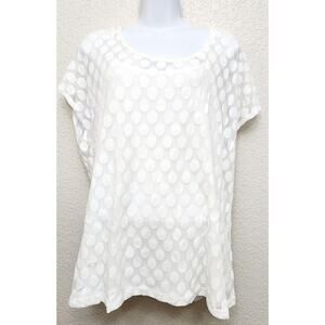 Liz Claiborne White Polka Dot Sheer Overlay With Cami Top 2X Plus Lightweight